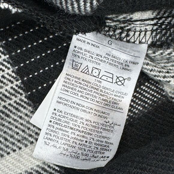OLD NAVY Black Plaid Soft Brushed Shacket Wool Jacket Pockets Women’s Large L - Picture 6 of 14